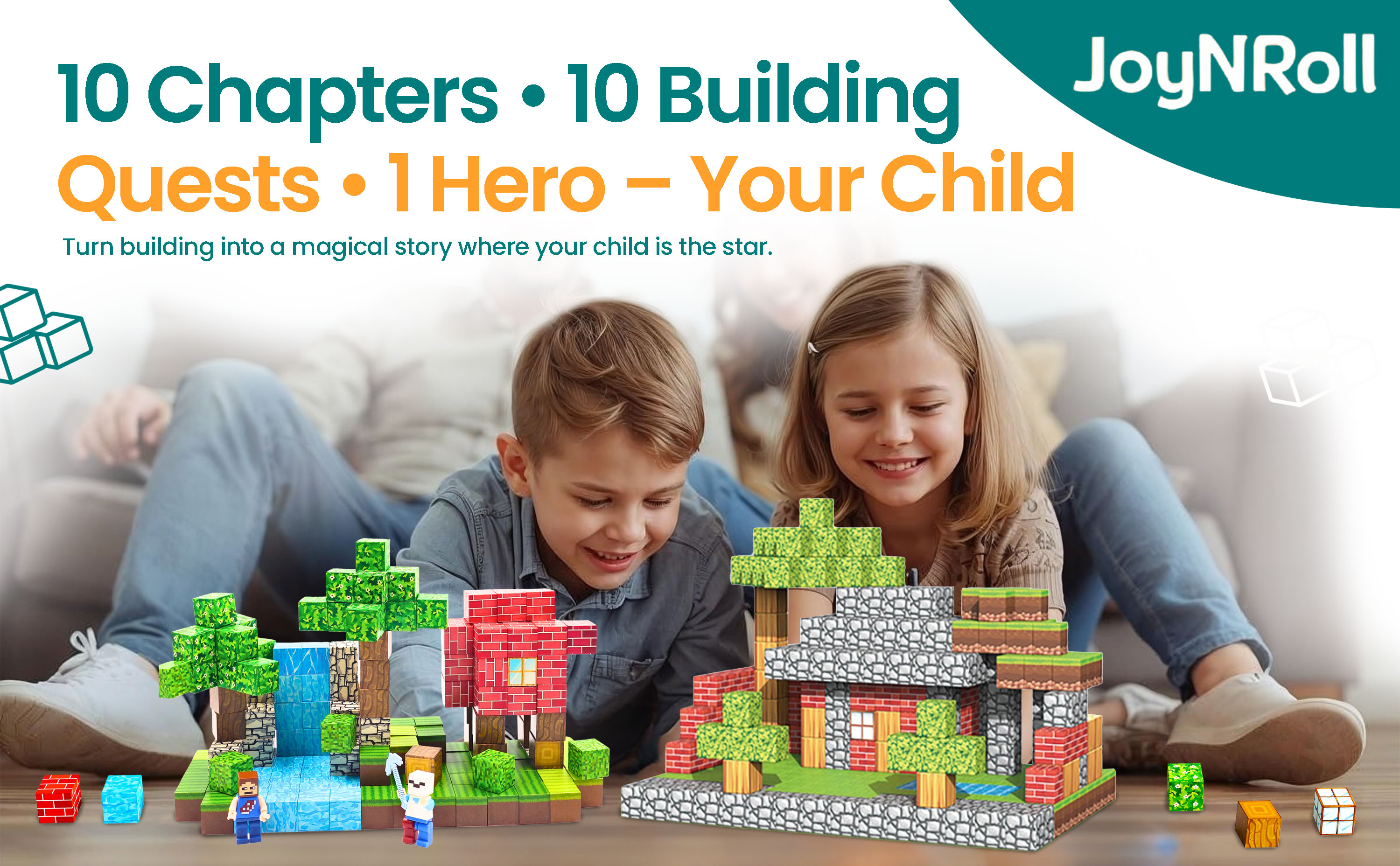 Child creating with JoyNRoll magnetic blocks