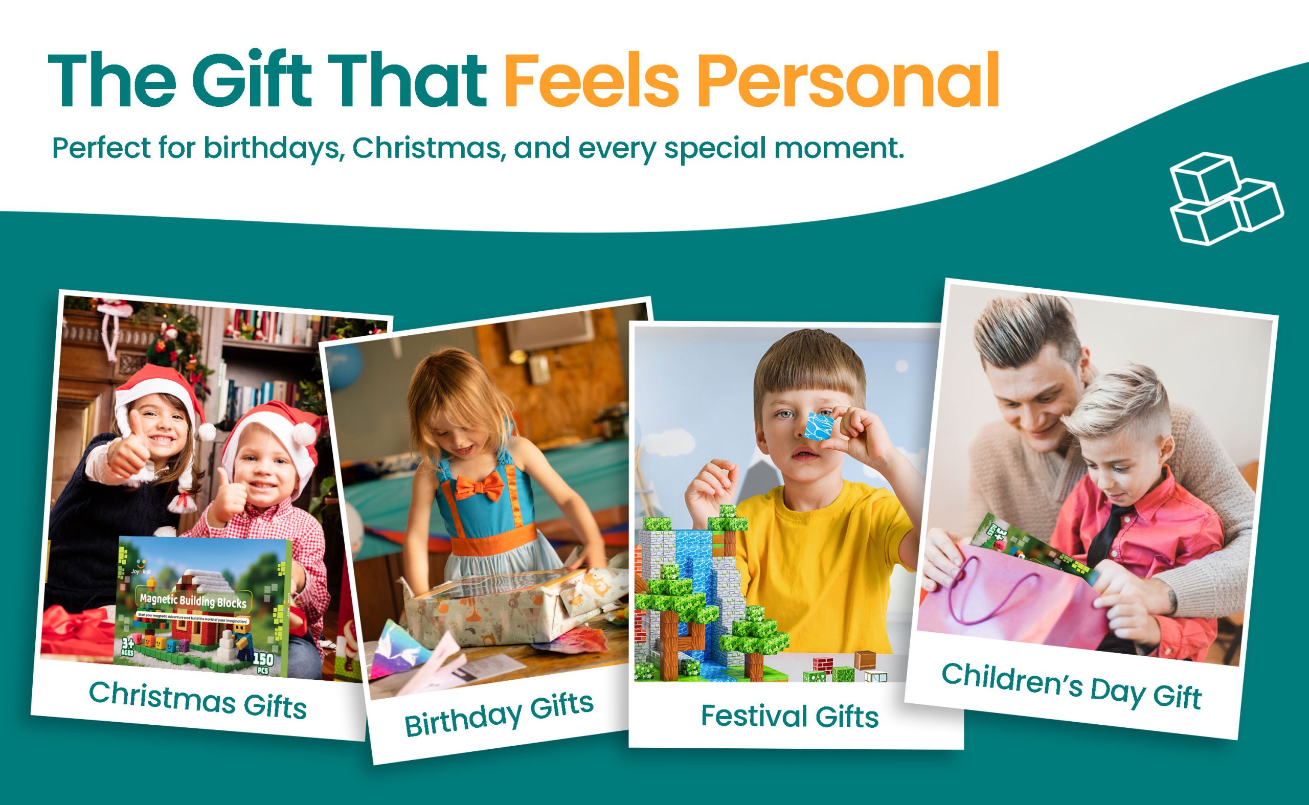 JoyNRoll magnetic blocks as a personalised gift for special occasions