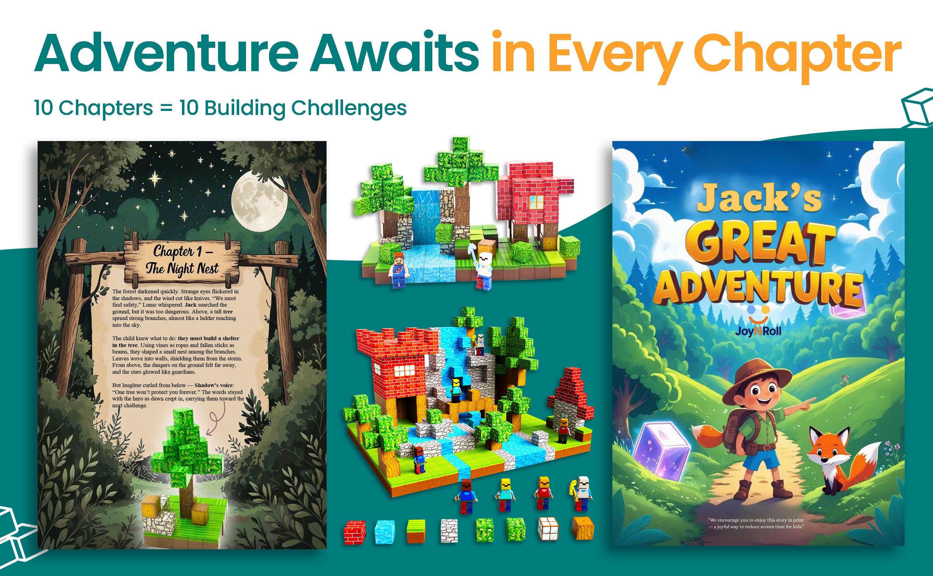 Personalised digital JoyNRoll storybook with ten building challenges